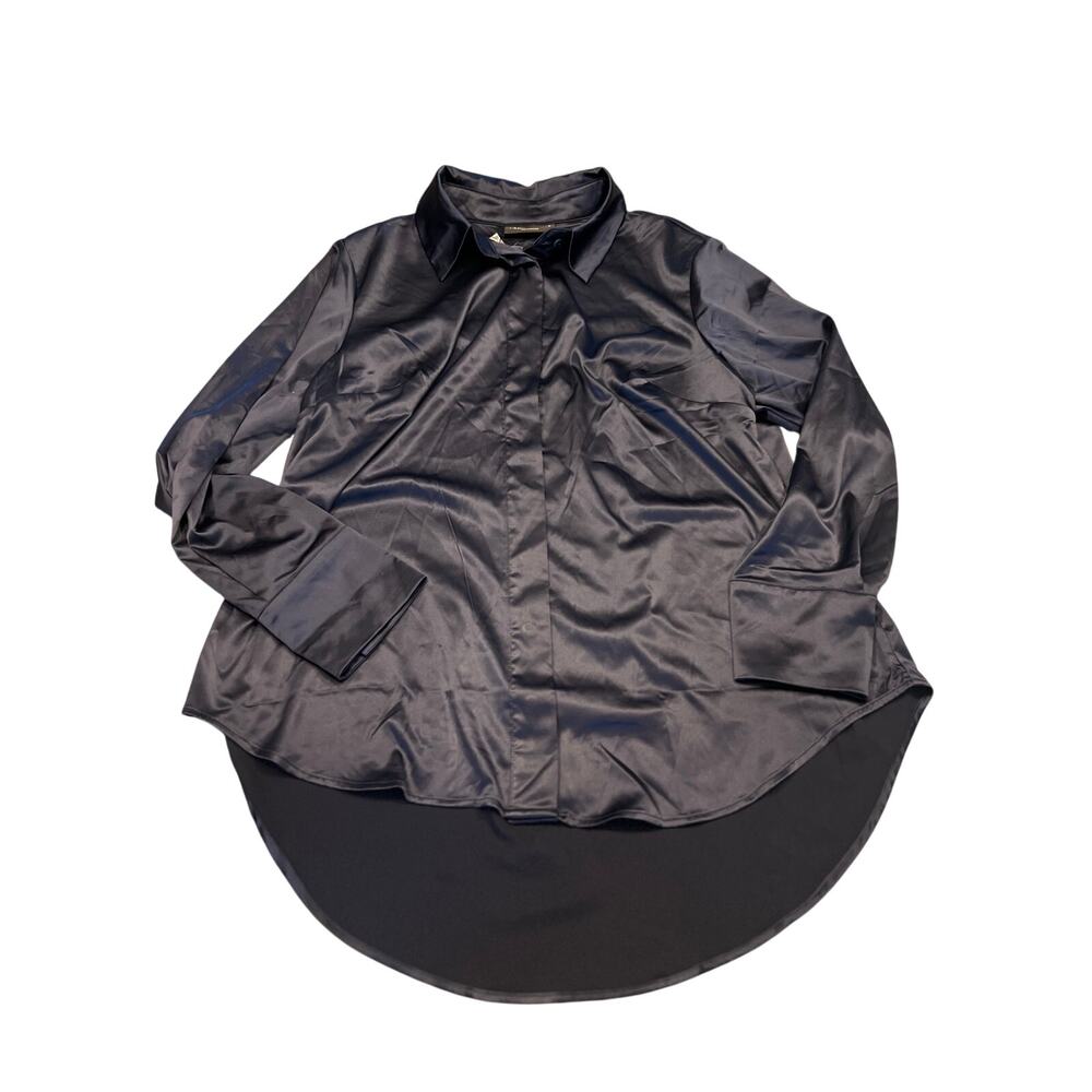 Lane Bryant NWT button up high low dark navy top size 16